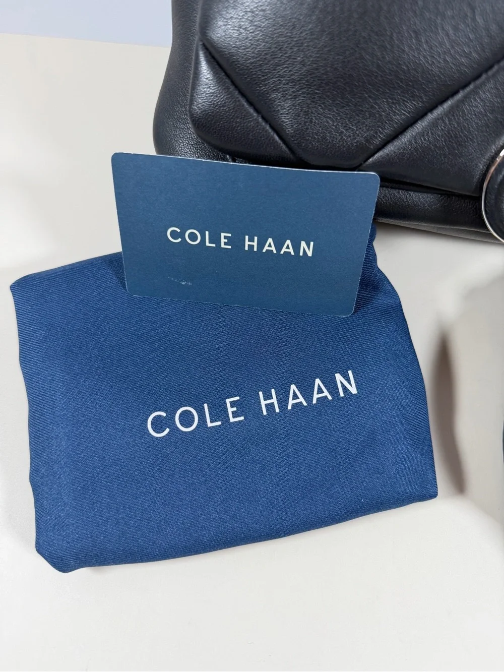 Cole Haan Black Quilted Leather Crossbody Bag with CH Logo
